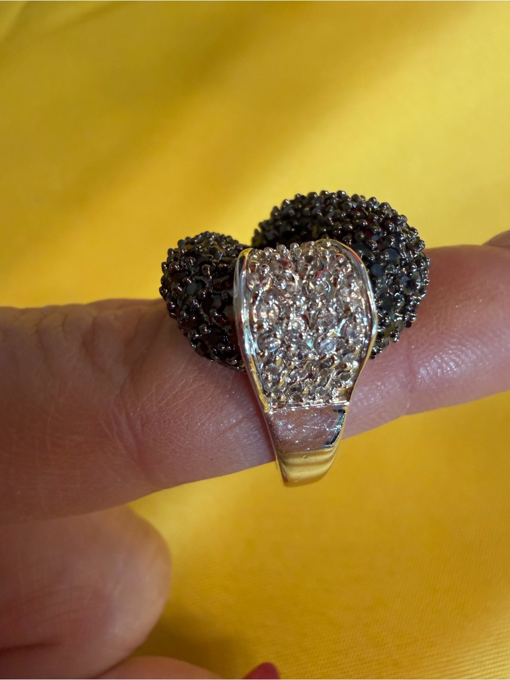 Park Lane Black & Clear Crystal Ring Size 7